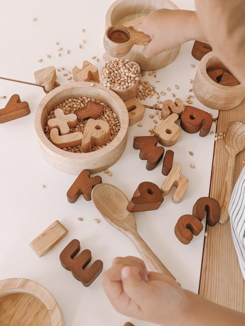 QTOYS - Lowercase Wooden Letters - 26 Piece Set